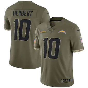 mens nike justin herbert olive los angeles chargers 2022 sa